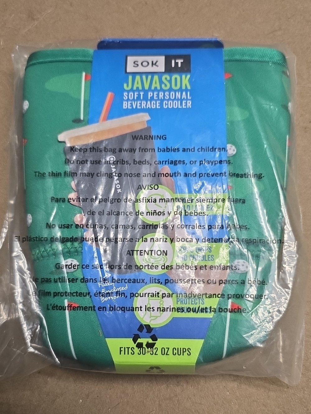 Puttin' Around Green JavaSok Soft Personal Beverage Cooler L